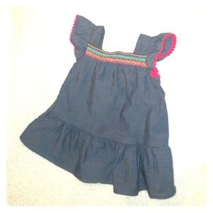 12M Ruffle Sleeve Babydoll Dress w/ pink trim